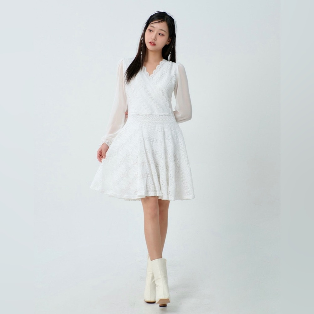 Mesh sleeve mini dress